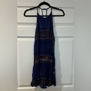 2/$20 Roxy blue pattern flowy summer dress hippie boho cotton blend